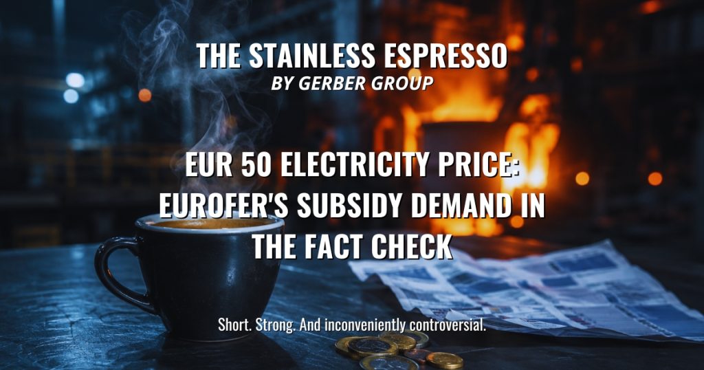 EUR 50 Electricity Price: EUROFER's Subsidy Demand in the Fact Check - Stainless Espresso 1 EUR 50 Electricity Price: EUROFER's Subsidy Demand in the Fact Check